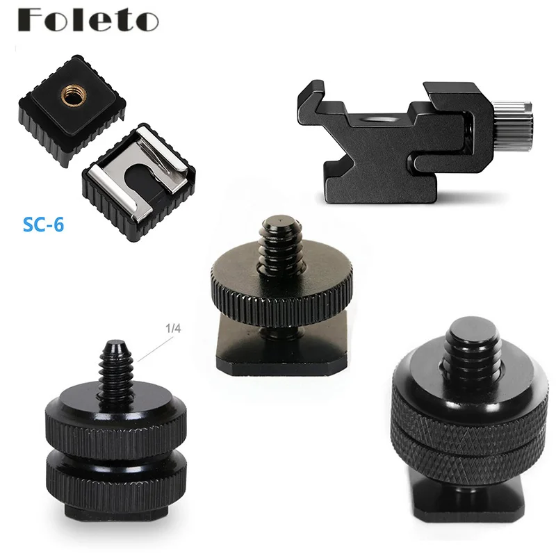 Foteto Camera Flash Light Hot Shoe Flash Stand Adattatore Con 1/4 "-20 3/8" Treppiede A Vite Per Canon Nikon Camera Speedlite