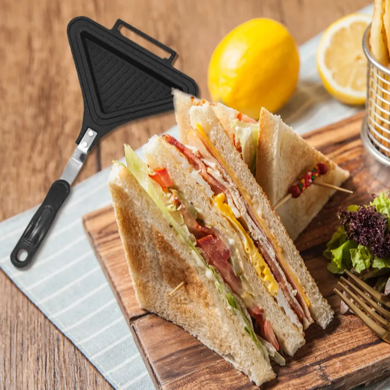 Cure Grill Pan Manico Triangolare Padella In Legno Padella Per Pane Tostato