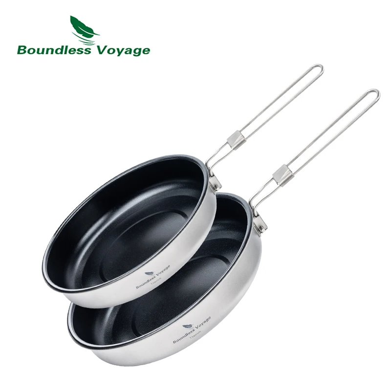 Boundless Voyage 18.8/22Cm Padella Da Campeggio Antiaderente In Titanio Con Manico Pieghevole Piatto Da Esterno Ciotola Padella Stoviglie
