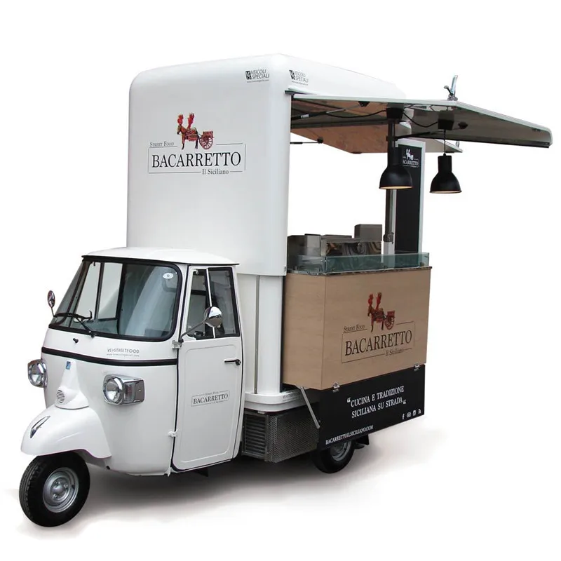 Benzina Elettrica Tuk Tuk Piaggio Ape Carrello Ristorante Candy Jui Vending Triciclo Mobile Mini Food Truck
