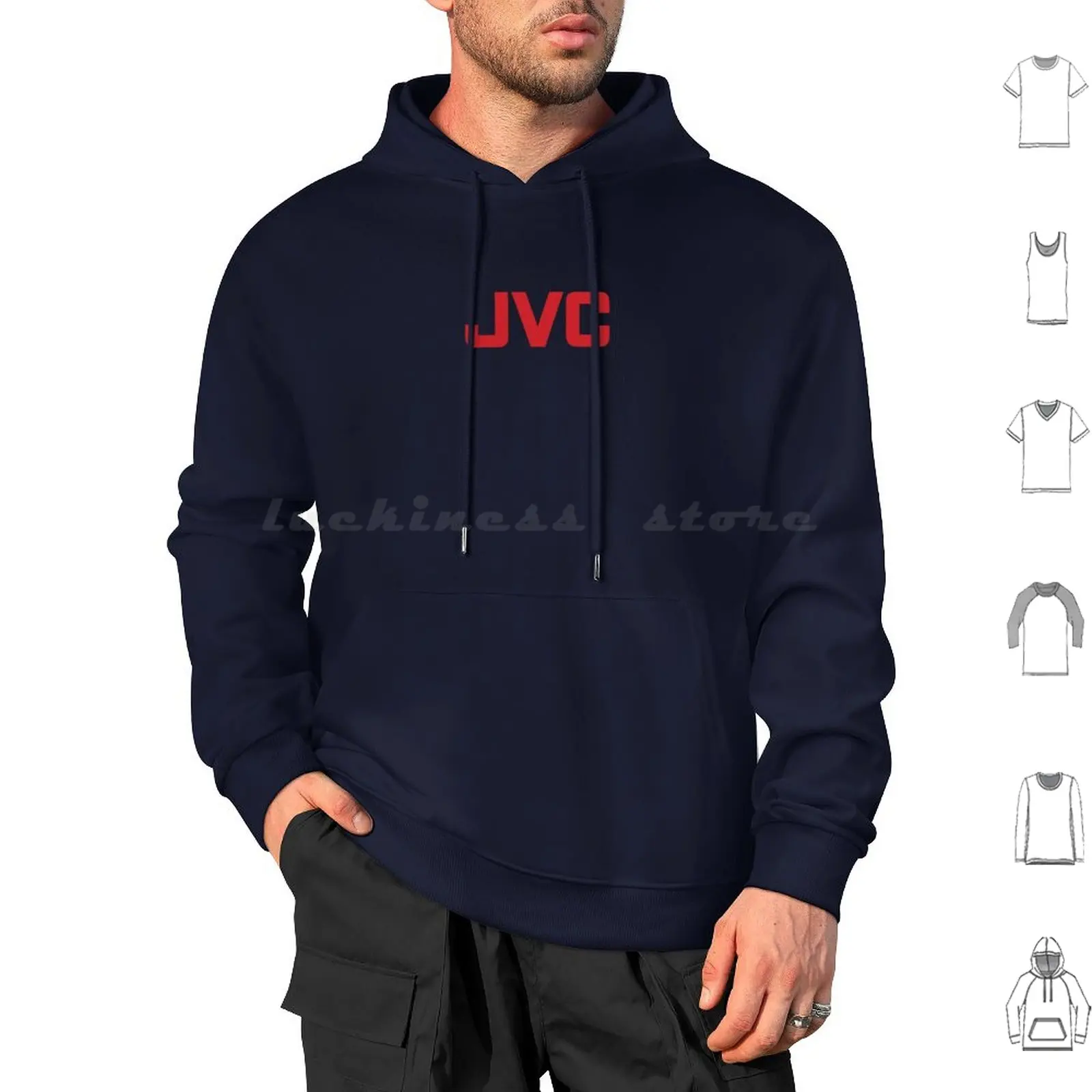 Jvc 80S Logo Red Hoodie Cotton Manica Lunga Jvc Stereo Video Vintage Electronics Hifi Hi Fi Music 70S 80S 90S