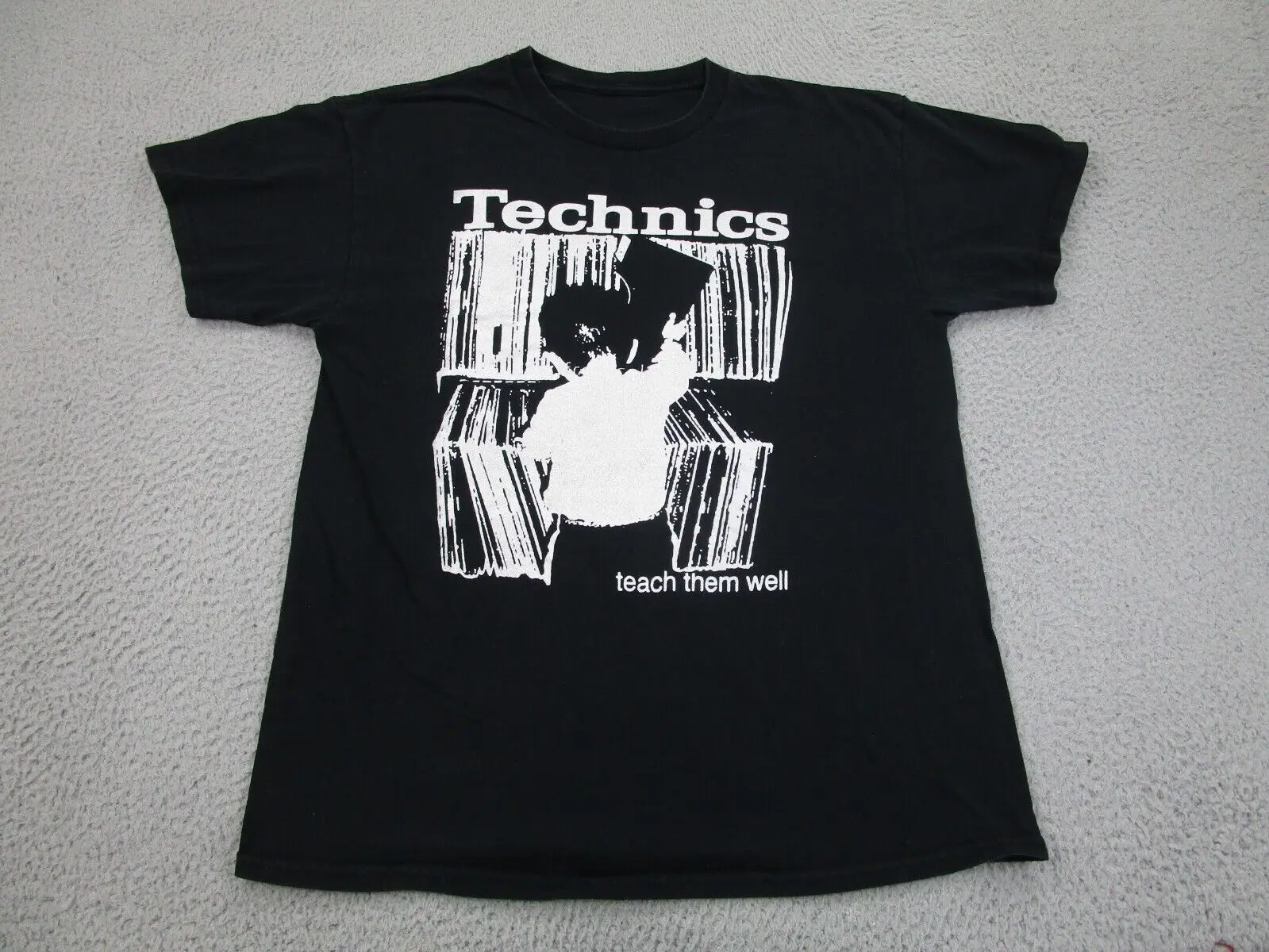Vintage Technics Shirt Mens L Black Audio Giradischi Hi-Fi Hip Hop Dj Y2K 2000S