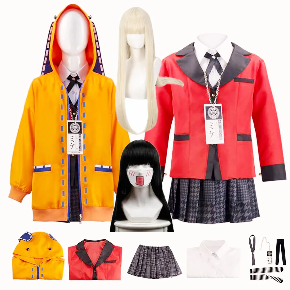 Seragam Anak Perempuan Sekolah Anime Anak-Anak Dewasa Kostum Cosplay Kasegurui Saotome Meari Jabami Yumeko Kompulsif Penjudi