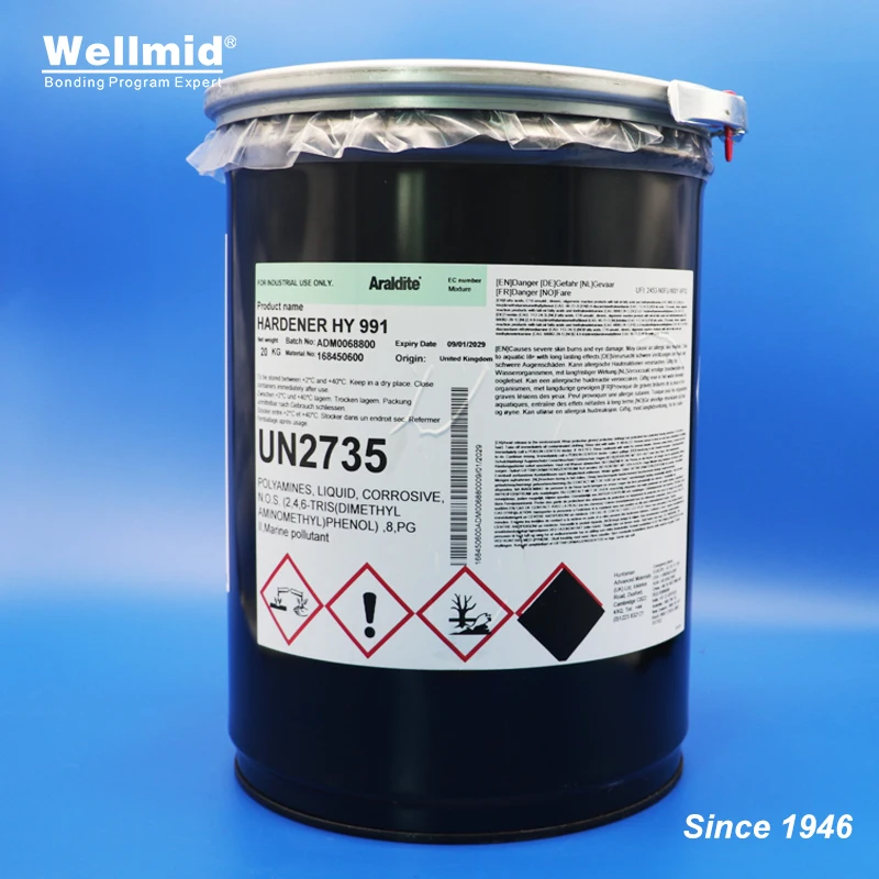 Indurente Hy991 Agente Indurente A Bassa Viscosità Per Sistemi Adesivi Epossidici Ambra Trasparente Con Colla Araldite Ay103-1 Ay105-1 Aw136H 2K
