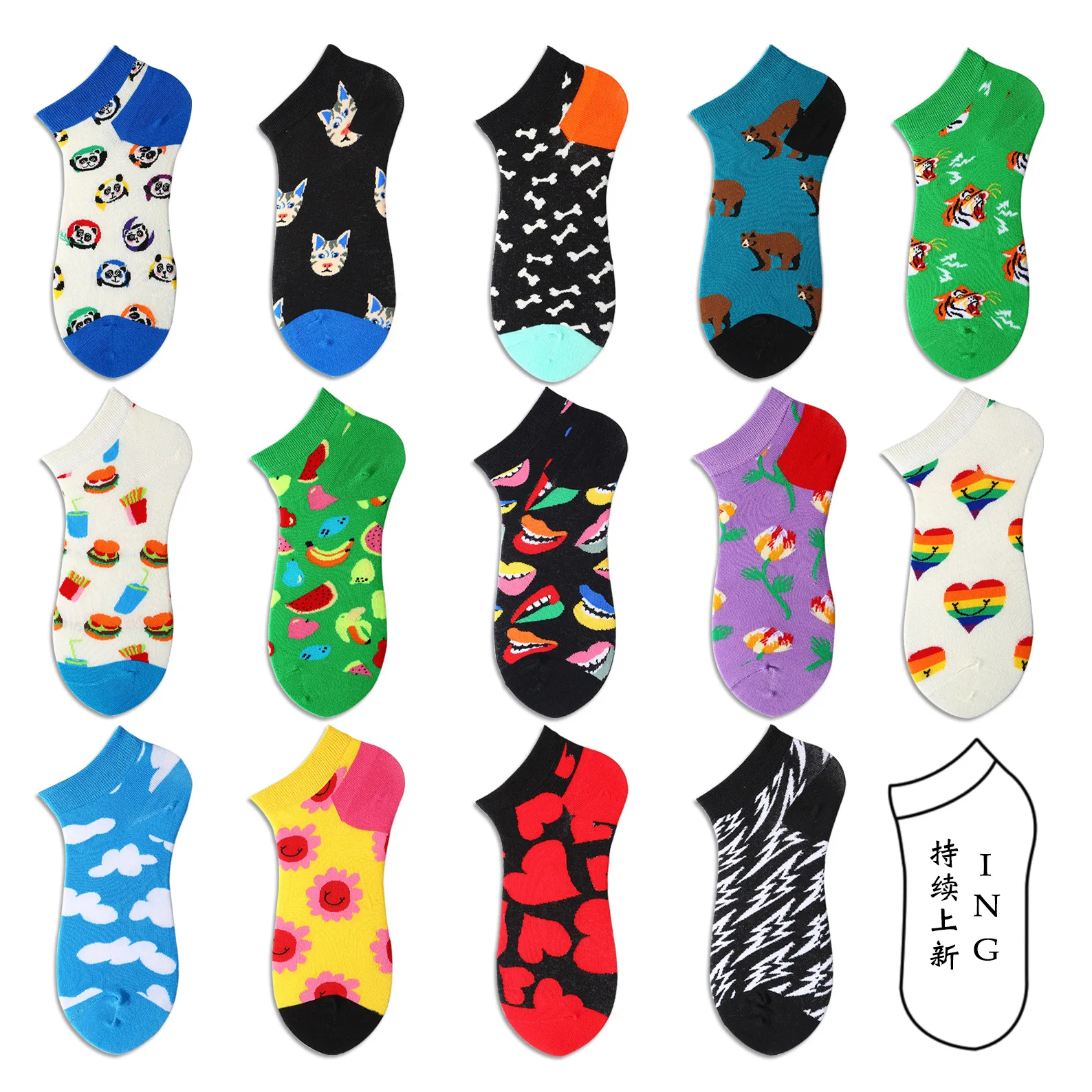Calzini Primavera Estate Uomo Donna Calzino Ins Marca Panda Calzini In Cotone Stampato Europa America Street Short Low Cut Unisex Funny Sox