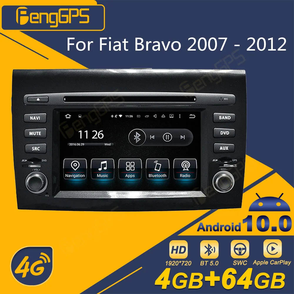 Per Fiat Bravo 2007 - 2012 Autoradio Android 2 Din Ricevitore Stereo Autoradio Multimedia Lettore Dvd Unità Di Navigazione Gps