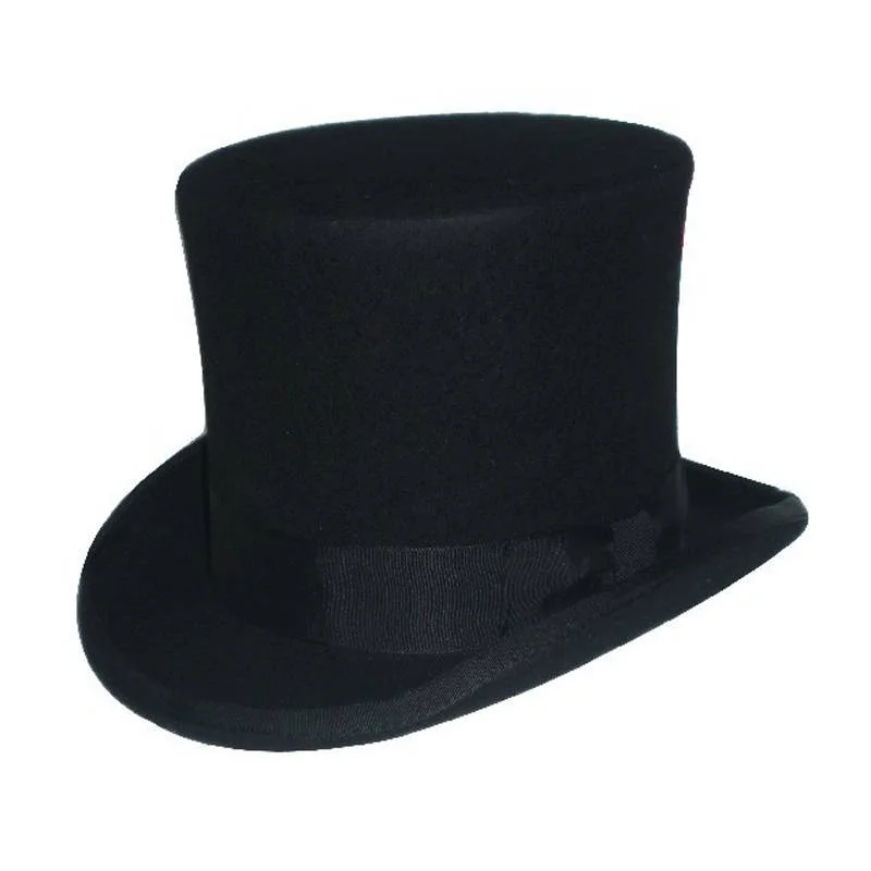 4 Taglie Steampunk Formale Squire Top Feltro Di Lana Nera Classico Mago Vintage Fedoras Presidente Lincoln Gentleman Bowler Hat