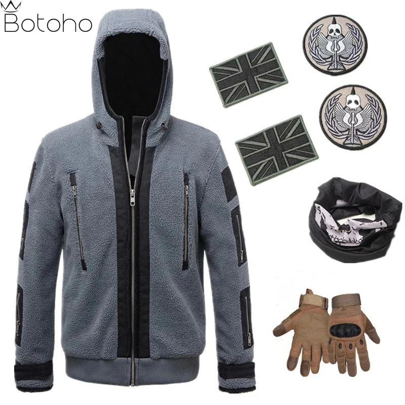 Call Of Duty 6 Stessa Giacca Cosplay Tf141 Uniforme Ghost Team Combat Uniform Ghost Jacket Mask Badge Fashion Felpe Con Cerniera In Peluche