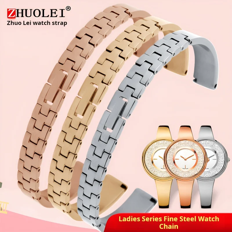 8Mm 10Mm 12Mm 14Mm Cinturino Da Donna In Acciaio Inossidabile Per Armani Swarovski Casio Fossil Watch Strap Women Fashion Bright Bracelet