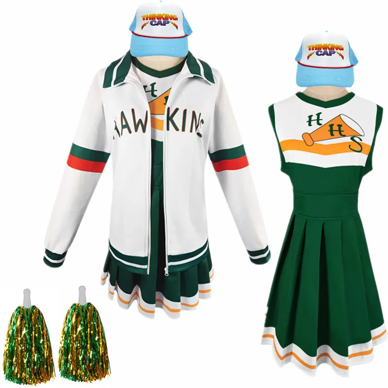 Halloween Chrissy Cunningham Cosplay Chrissy Cunningham Costume Cheerleader Hawkins High School Lucas Sinclair Jacket Dress