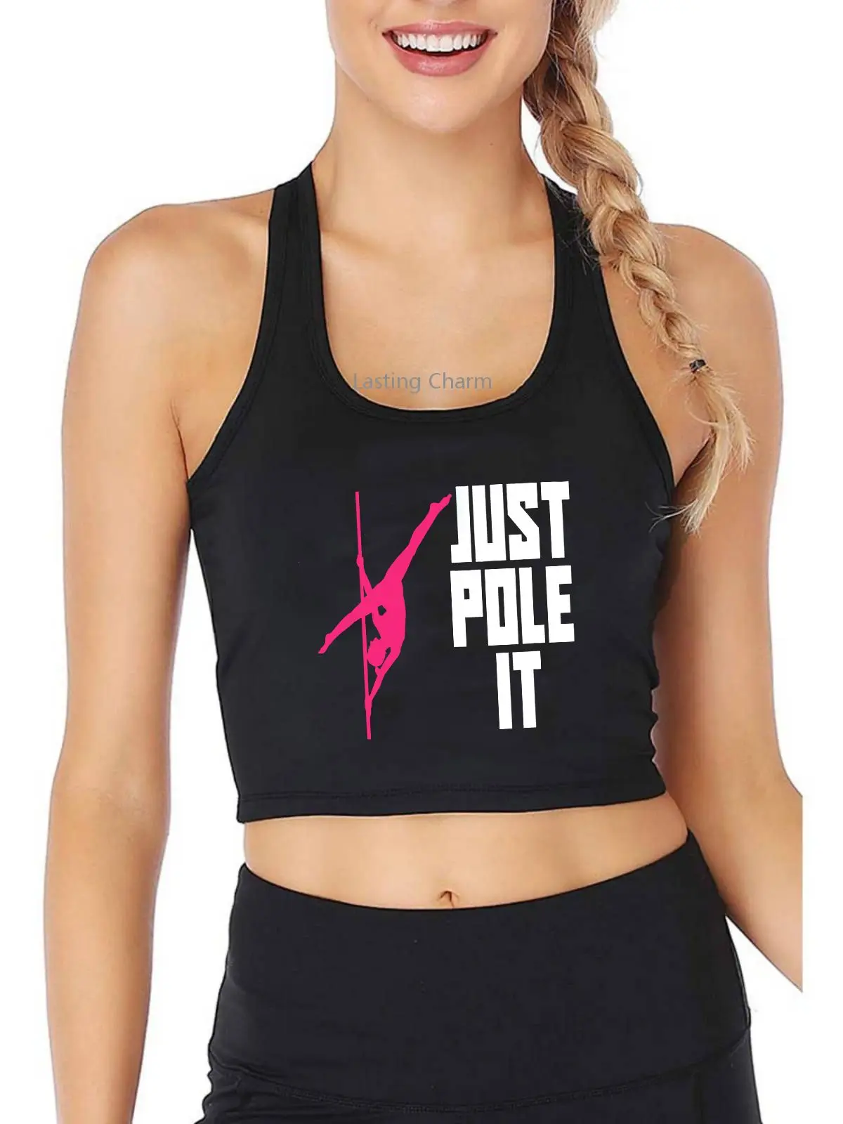 Just Pole It Pole Dance Split Design Canotte Da Allenamento Slim Fit Traspiranti Funny Sexy Pole Dancer Fitness Crop Top