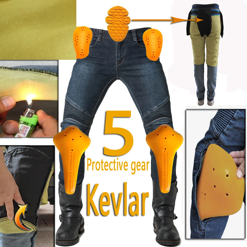 Hi-011 Kevlar Moto Equitazione Jeans Pantaloni Primavera Autunno Uomo Moto Protezione Jeans Racing Sport Aramide Motocross Protettivo