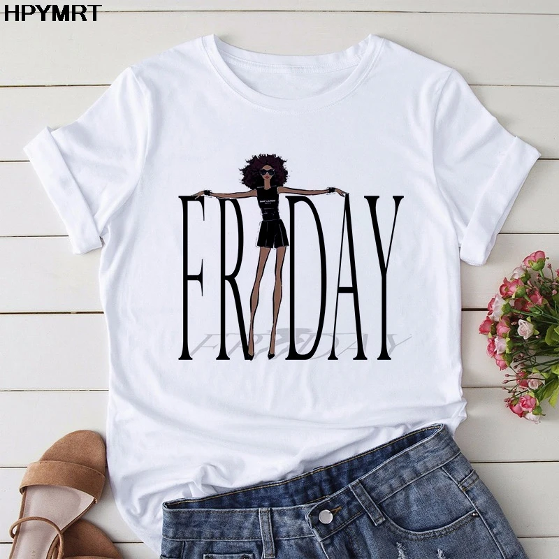 Nuova Estate Graphic T Shirt Delle Donne Di Vogue Urbano Nero Ragazza Venerdì Stampa Tee Shirt 90S Best Friends Maglietta Femminile T-Shirt Abbigliame