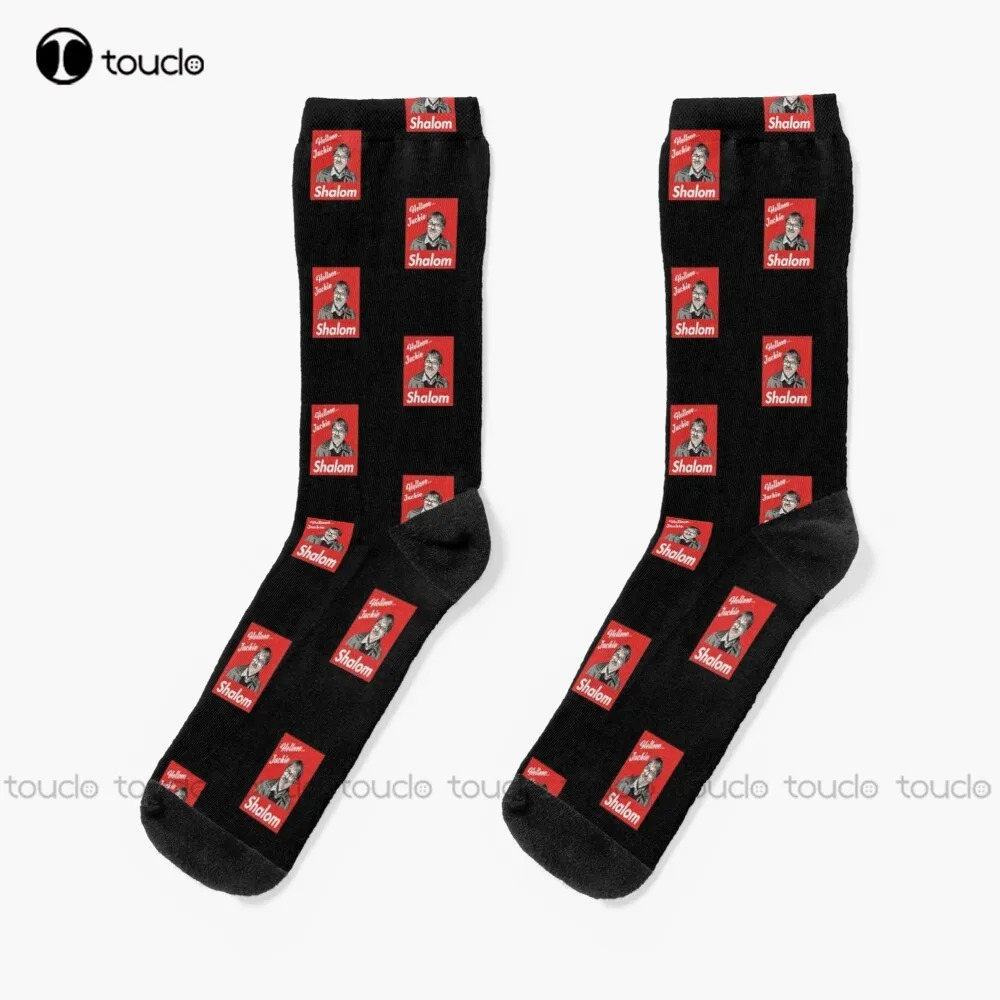 Shalom Jim Friday Night Dinner Hello Jackie Socks Womens Black Fun Socks Unisex Adult Teen Youth Socks 360 ° Digital Print