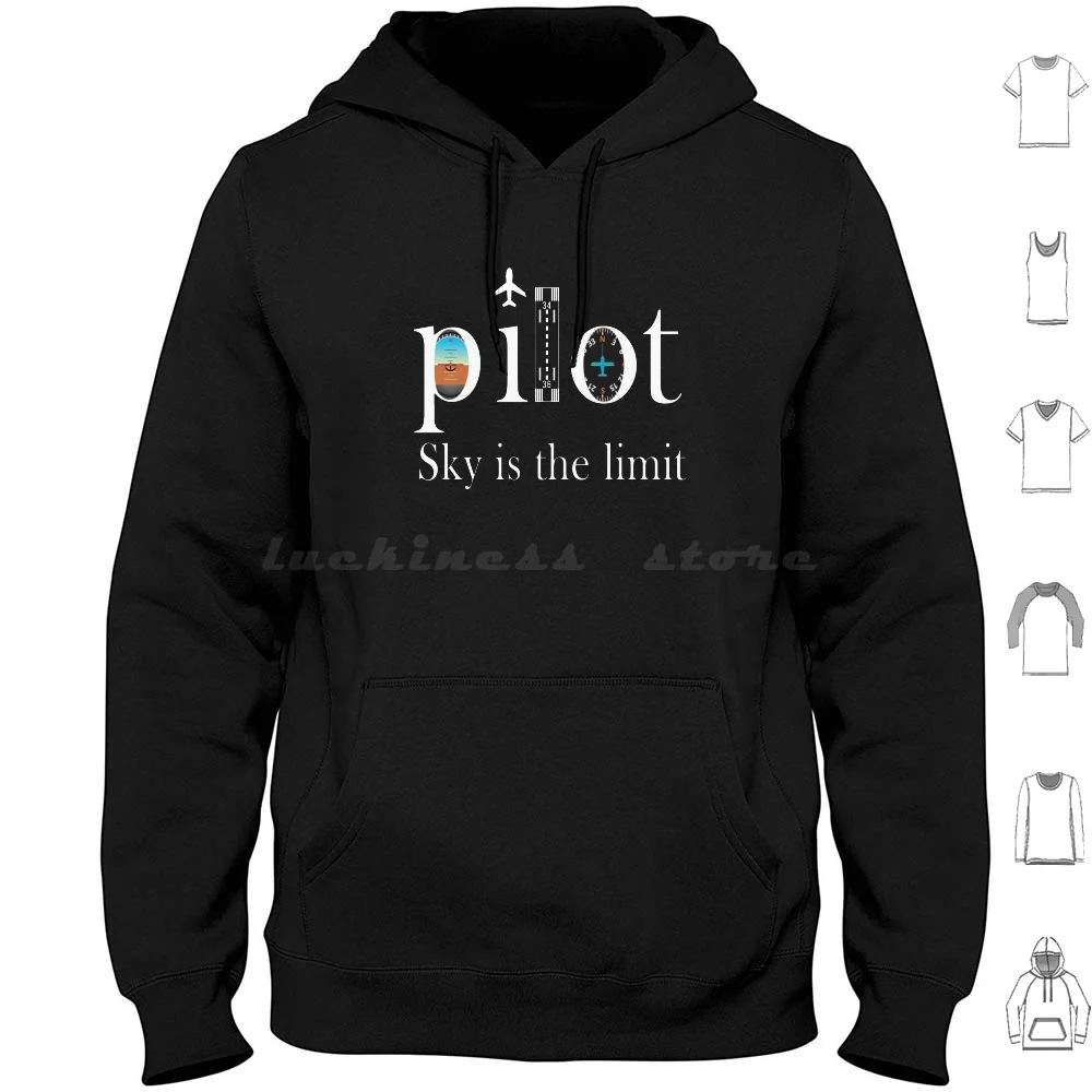 Sky Is The Limit-Pilot T-Shirt Felpe Con Cappuccio Manica Lunga Pilot Pilot Pilot Funny Pilot Pilot 3 Stripes Bush Pilot Wife