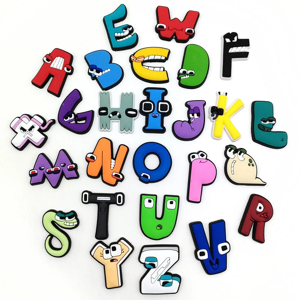 Nuovi 26 Pezzi Legend Of Letters Series Ciondoli Per Scarpe Per Crocs Accessori Per Scarpe Fai Da Te Decorazioni Sandali Decorare Per Crocs Regali Per