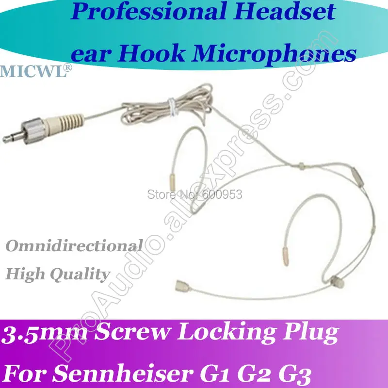 Micwl Beige Sistema Wireless Headset Microfono Per Sennheiser G1 G2 G3 Beltpack
