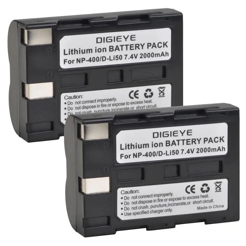 Batteria 2000Mah Np-400 Np400 D-Li50 Dli50 Per Pentax K10D K20D, Konica Minolta Dimage A1, A2, Dynax 5D, 7D, Maxxum 5D, 7D