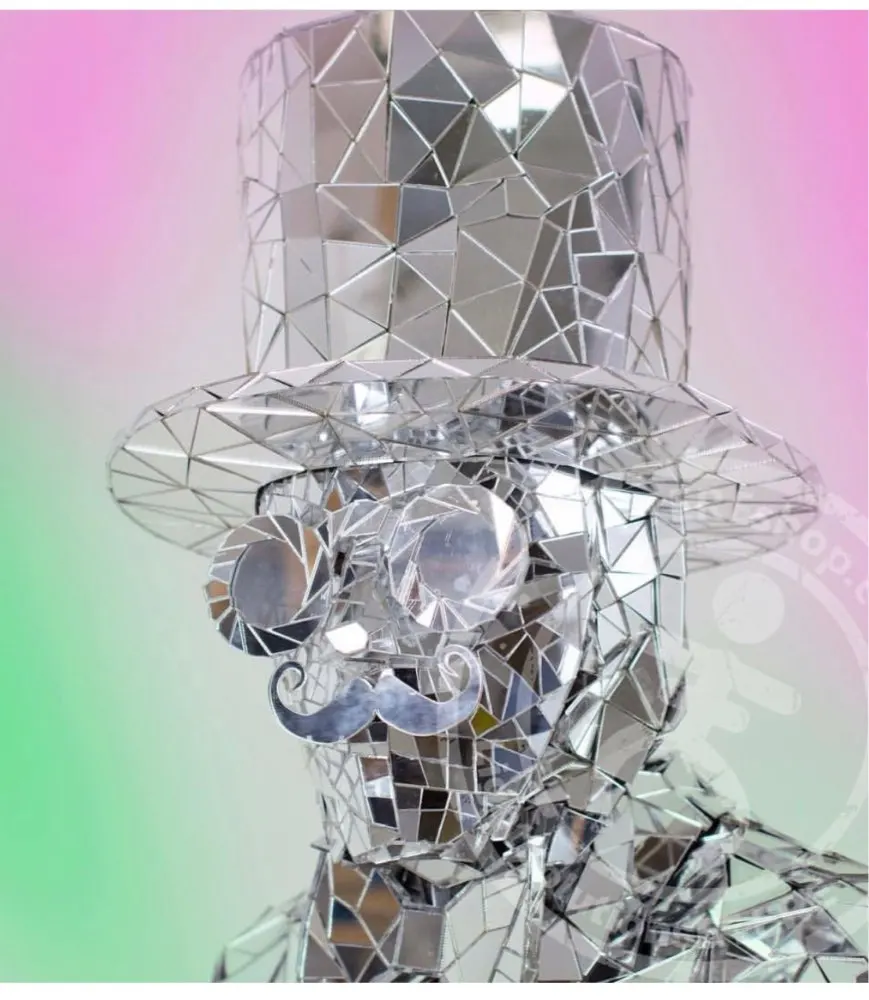 Silver Mirror Robot Suit Mechanical Dance Stage Laser Dance Costume Party Show Cool Machine Costume Gold Gentleman Suit