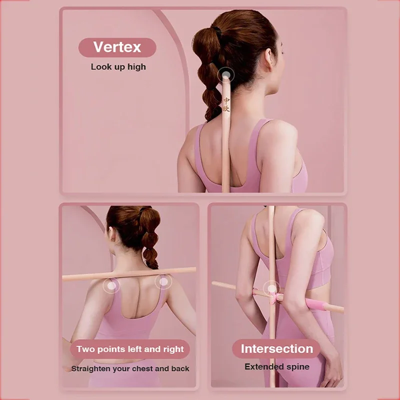 Body Sculpting Home Fitness Palo Da Yoga In Legno Spalla Aperta Bellezza Correttore Posturale Per La Schiena Bastone Da Pranayama Multiuso Per La Danz