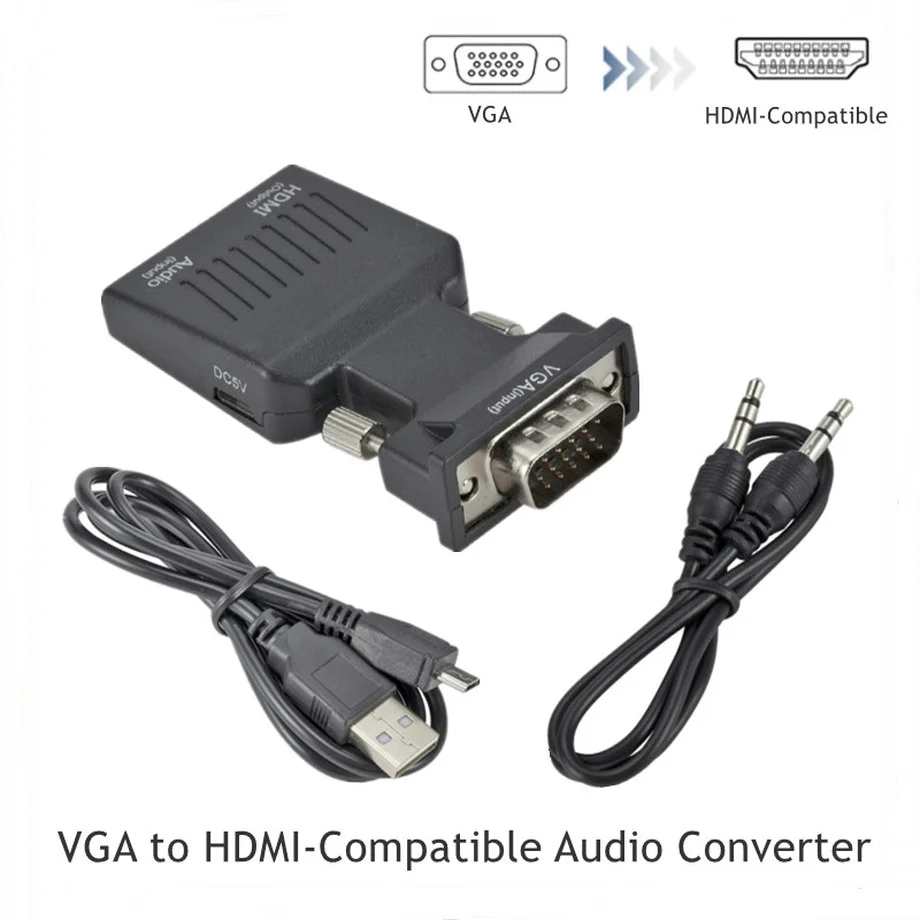 Convertitore Da 1080P Vga A Hdmi Compatibile Con Adattatore Hdmi A Vga Con Alimentazione Audio Per Proiettore Monitor Hdtv Pc Ps3