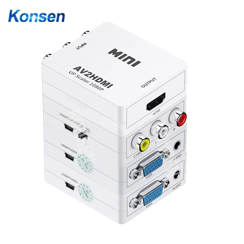 Convertitore Da Hdmi A Rca 1080P Av/Cvsb Video Box Adattatore Da Av A Hdmi Supporto Av/Vga Uscita Ntsc Pal Convertitore Video Da Hdmi A Vga