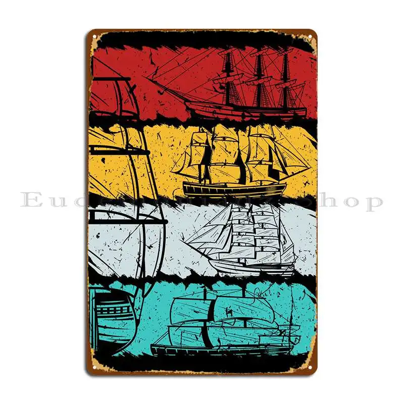Vintage Retro Segelboot Metal Sign Retro Painting Print Custom Wall Cave Tin Sign Poster