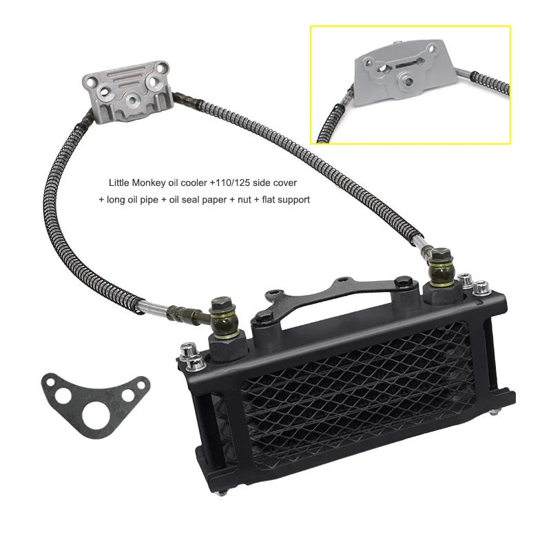 Pit Dirt Bike Oil Cooler Kit Radiatore Moto Con Tubo Di Scarico Tappo Coppa Staffa Coperchio Testata Cilindro Per Monkey Atv Moto Parts