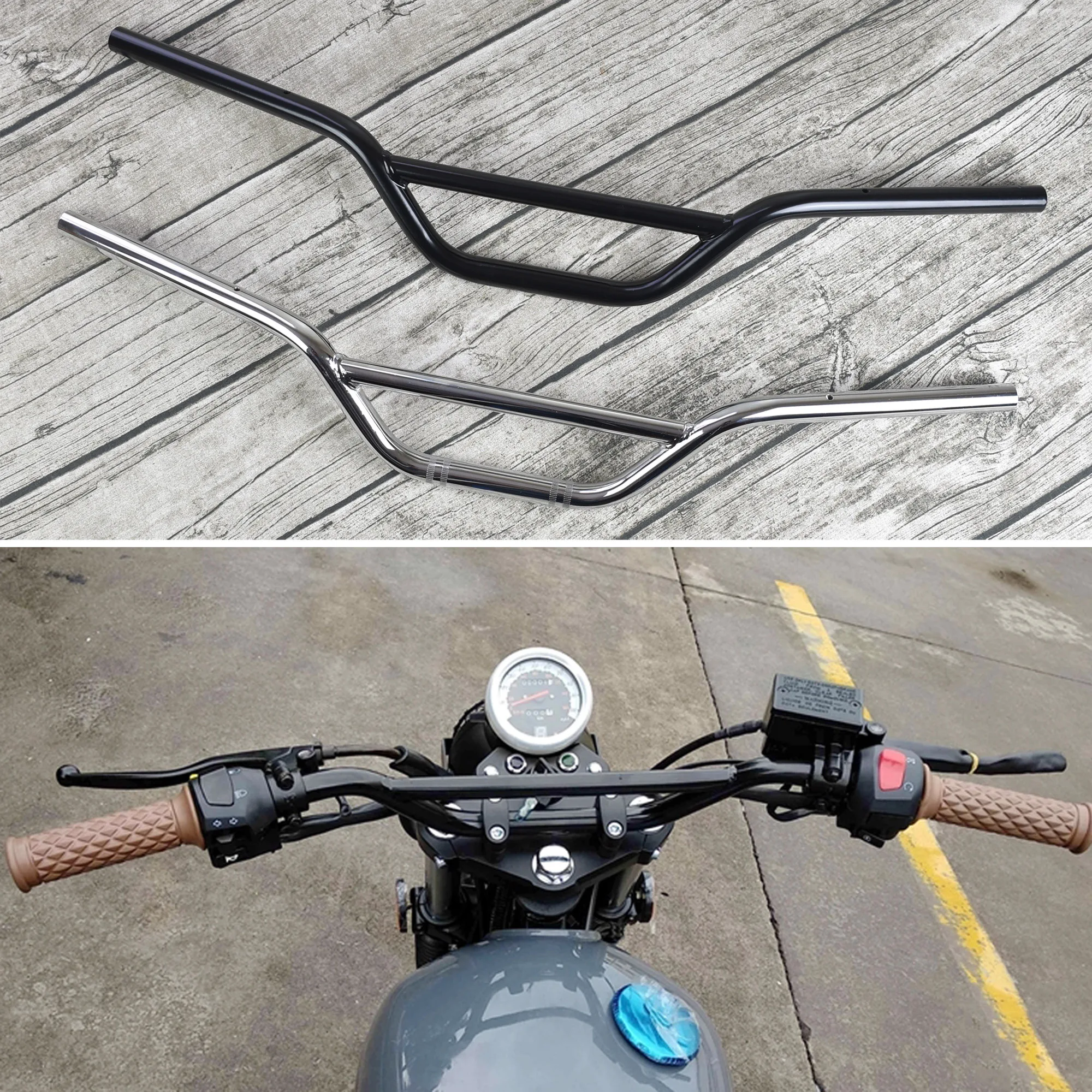 Moto Vintage 22Mm Tracker Manubrio Rinforzato Crossbar Dirt Pit Bike Scrambler Cafe Racer Manubrio Moto Retrò