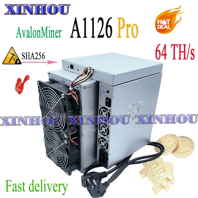Asic Miner Avalonminer A1126Pro 64T Sha256 Btc Bch Miner Migliore Di Avalon A1066 A1066Pro A1166Pro A1246 Antminer T19 S19 M30S