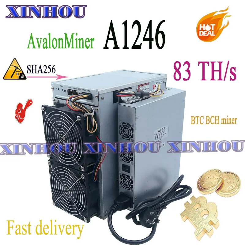 Asic Miner Avalonminer A1246 83Th/S Sha256 Btc Bch Miner Migliore Di Avalon A1066 A1146 A1166 Antminer S19 T19 Whatsminer M31S