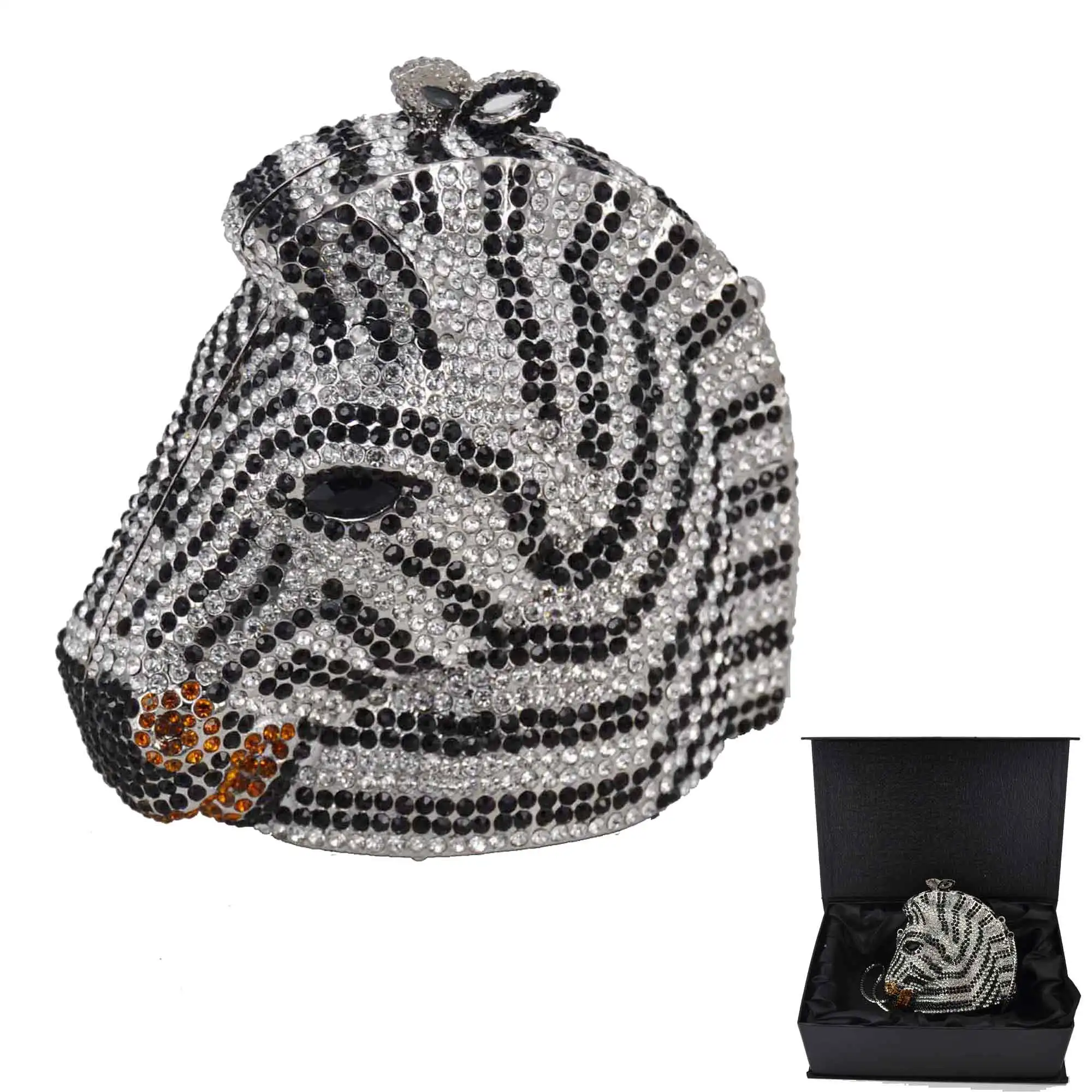 Khnmeet Animal Horse Head Clutch Evening Bag Luxury Crystal Women Clutch Bags Gold Party Bags Wedding Pochette Bride Purse Sc026