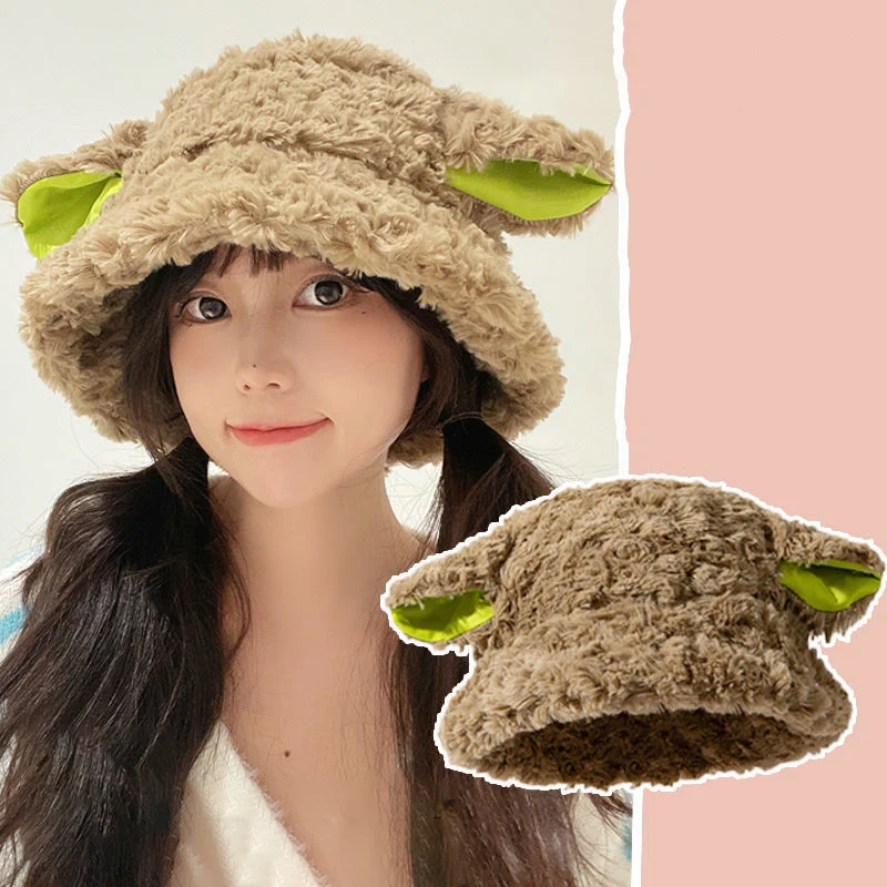 Cute Girl Lambswool Handmade Sheep Baa Bucket Hat Lolita Sheep Cap Con Orecchie Black White Sheep Ear Hat Regalo Di Festa