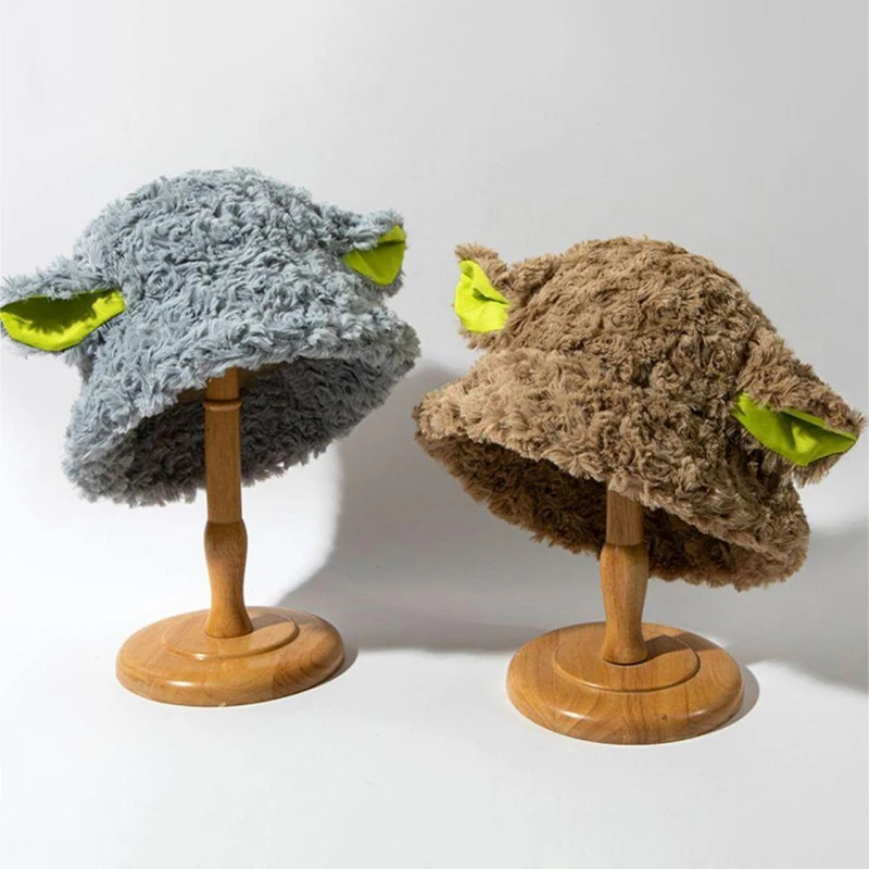 Cute Girl Lambswool Handmade Sheep Baa Bucket Hat Lolita Sheep Cap Con Orecchie Black White Sheep Ear Hat Regalo Di Festa