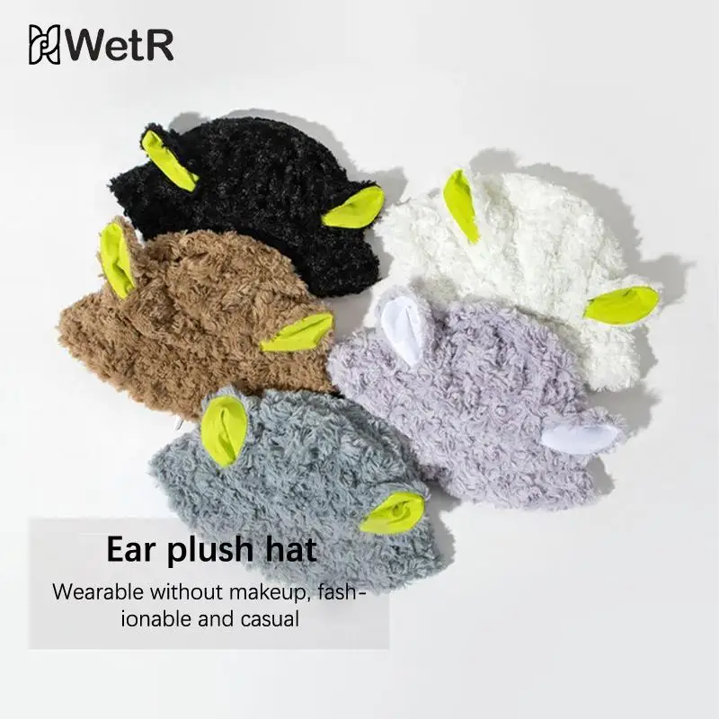 Cute Girl Lambswool Handmade Sheep Baa Bucket Hat Lolita Sheep Cap Con Orecchie Black White Sheep Ear Hat Regalo Di Festa