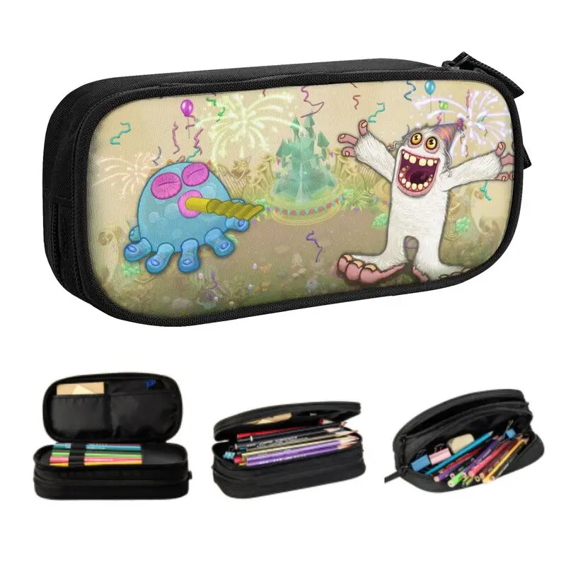 Cute My Singing Monsters Manga Pencil Cases For Girls Boys Large Storage Videogioco Pencil Bag Stationery