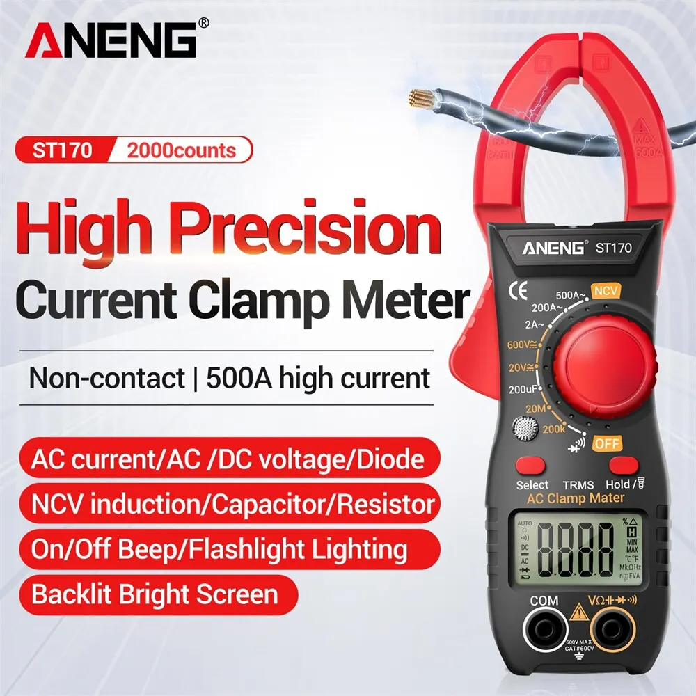 Aneng St170 Multimetro A Pinza Con Schermo Retroilluminato Hd Mini Tester A Morsetto Amperimetrico Strumenti Per Elettricisti Senza Contatto