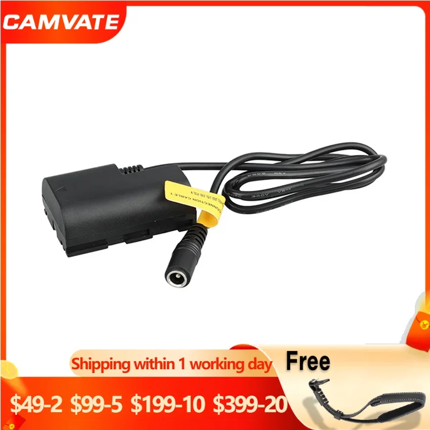 Camvate Canon Dr-E6 Dc Accoppiatore Batteria Fittizia Con Cavo Adattatore Alimentazione Diretta Per Canon Eos 5D Mark Ii, Eos 7D,Eos 60D Nuovo