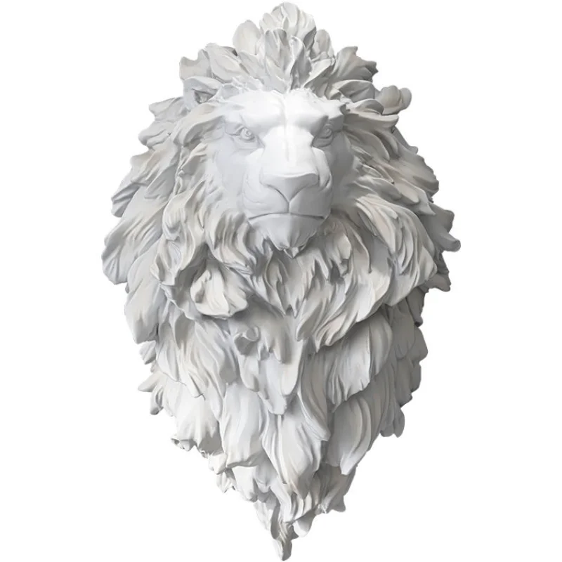 Ultimo Design 3D White Lion Face Wall Decor Luxury Home Decoration Statua Modern Wall Art Relief Lion Head Sculpture