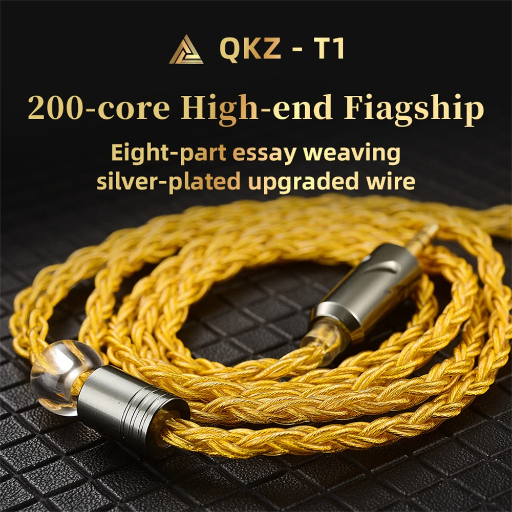 Cavo Di Aggiornamento Per Auricolari Hifi Placcato Argento Qkz T1 8 Core Tc Originale Mmcx Connettore A 2 Pin Da Utilizzare Per Qkz Zxn Zxt Zxd Zx2 Za