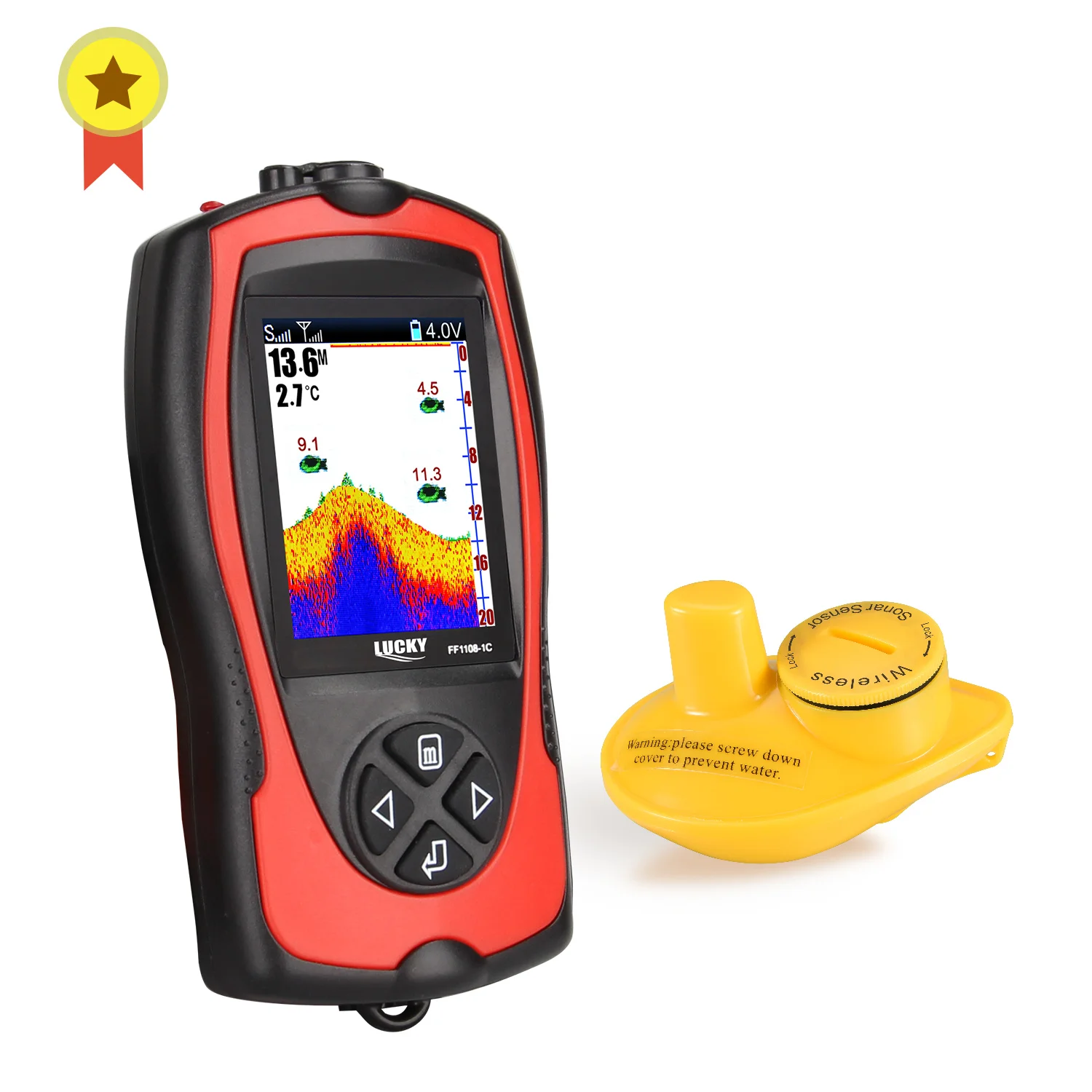 Lucky Ff1108-1Cw 100M Wireless Operation Range Wireless Sonar Color Fishfinder Copertura Sonar A 90 Gradi Ecoscandaglio