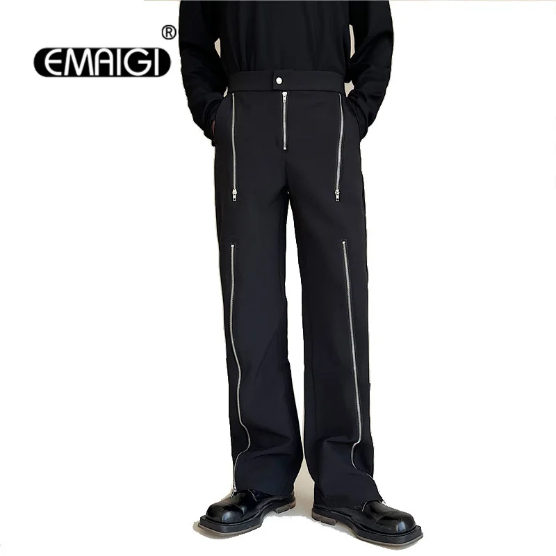 Pantaloni Da Uomo Casual Slim Fit Multi-Cerniera Pantaloni Da Uomo Streetwear Moda Hip Hop Punk Pantaloni Net Celebrity Uomo