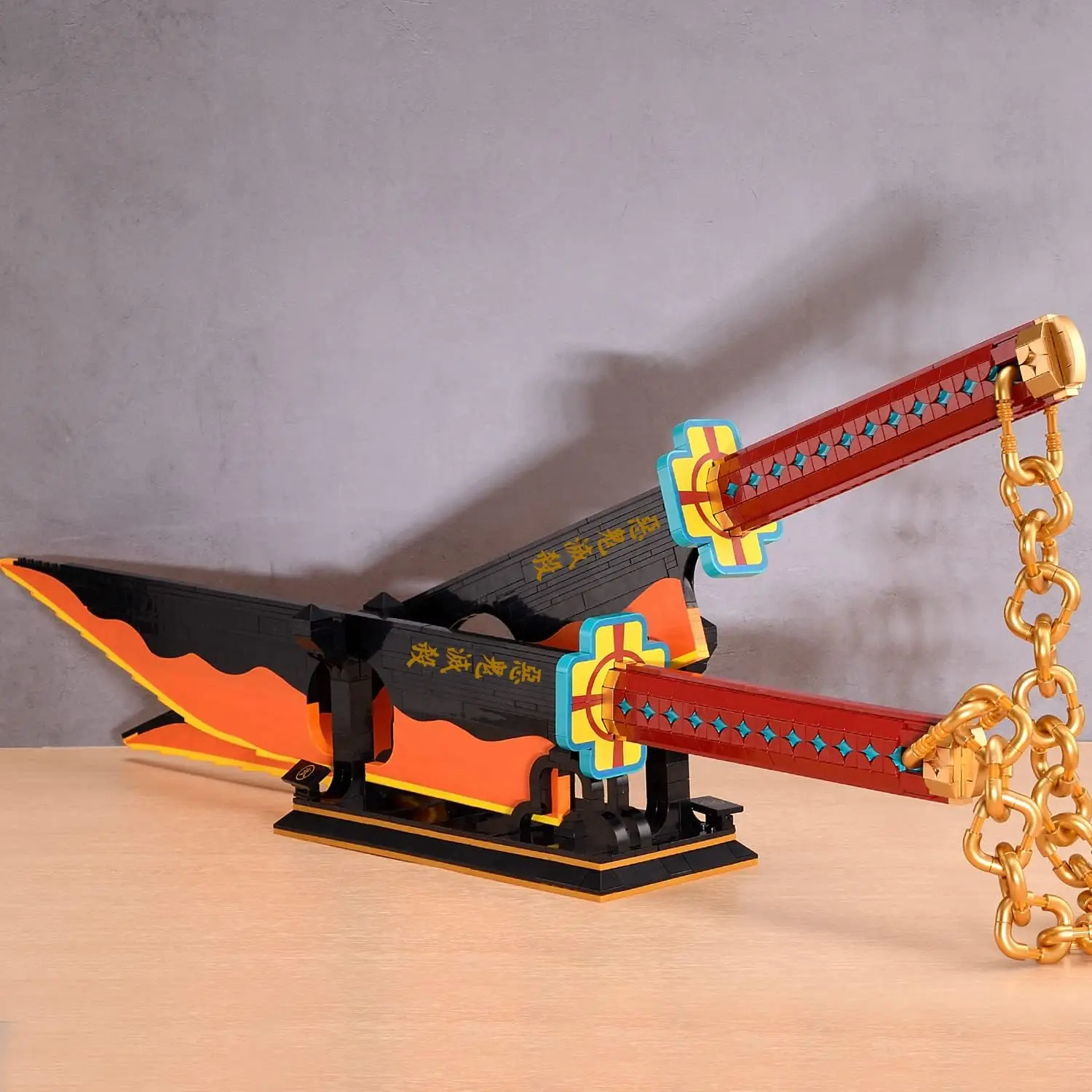 Demon Slayer Sword 82In Double Blade Tengen Uzui Sword Building Block Con Supporto Cosplay Anime Sword Toy Building Collection