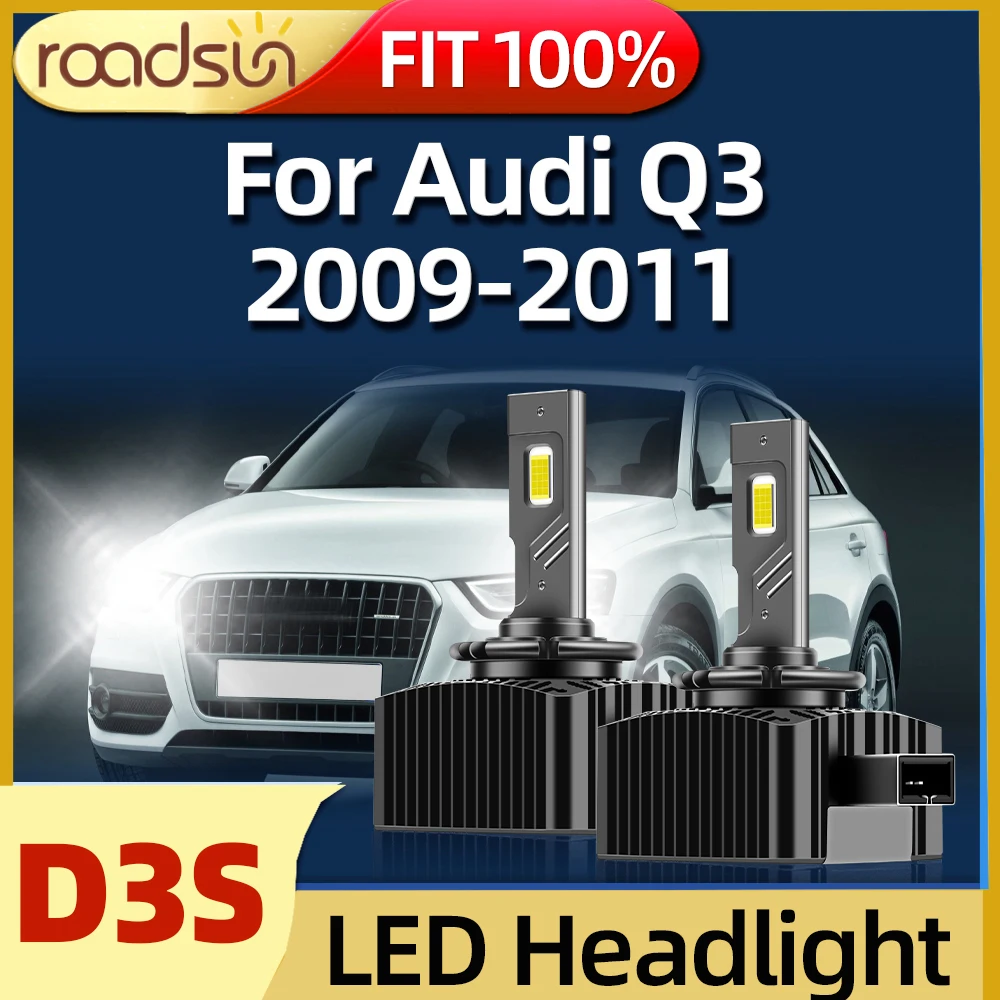 Roadsun 2Pcs Car D3S Led Lampadina Per Fari 110W Csp Chip Light 6000K Bianco Adatto Per Audi Q3 2009 2010 2011