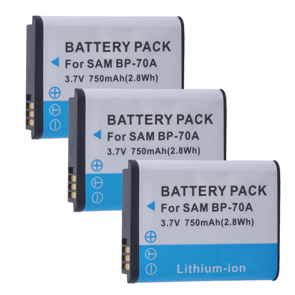 Batmax 3 Pcs Bp-70A Bp70A Batteria Per Samsung St95 St100 St6500 Sl50 Sl600 Tl205 Wb30F Wb35F Dv150F Es65 Es67 Mv800 Pl80