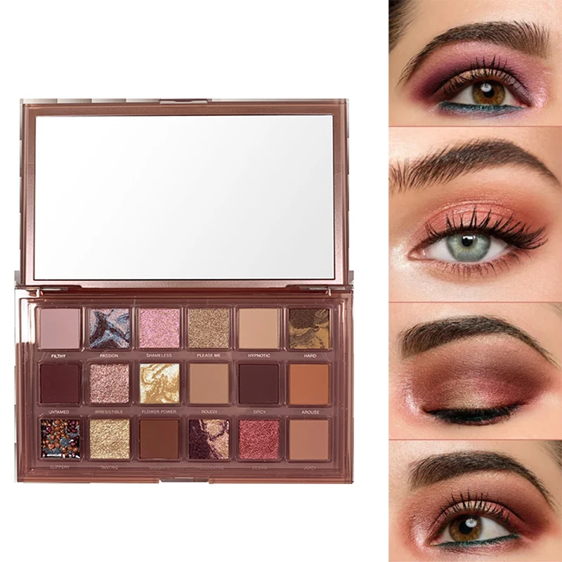 Huda Naughty Nude Eyeshadow Palette Neutral 18 Color Shimmer Matte Metallic Long Lasting Waterproof Pigment Makeup Palette