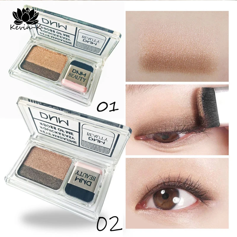Dnm Lazy Two-Tone Gradient Pearlescent Eyeshadow Earth Color Non-Smudge Waterproof Eyeshadow