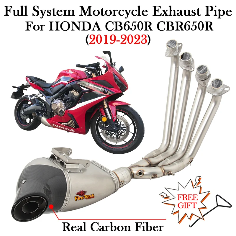 Sistema Completo Per Honda Cb650R Cbr650R Cb Cbr 650 Cb650 Cbr650 R 2019 - 2023 Silenziatore Di Scarico Moto Fuga Tubo Di Collegamento Centrale Anteri