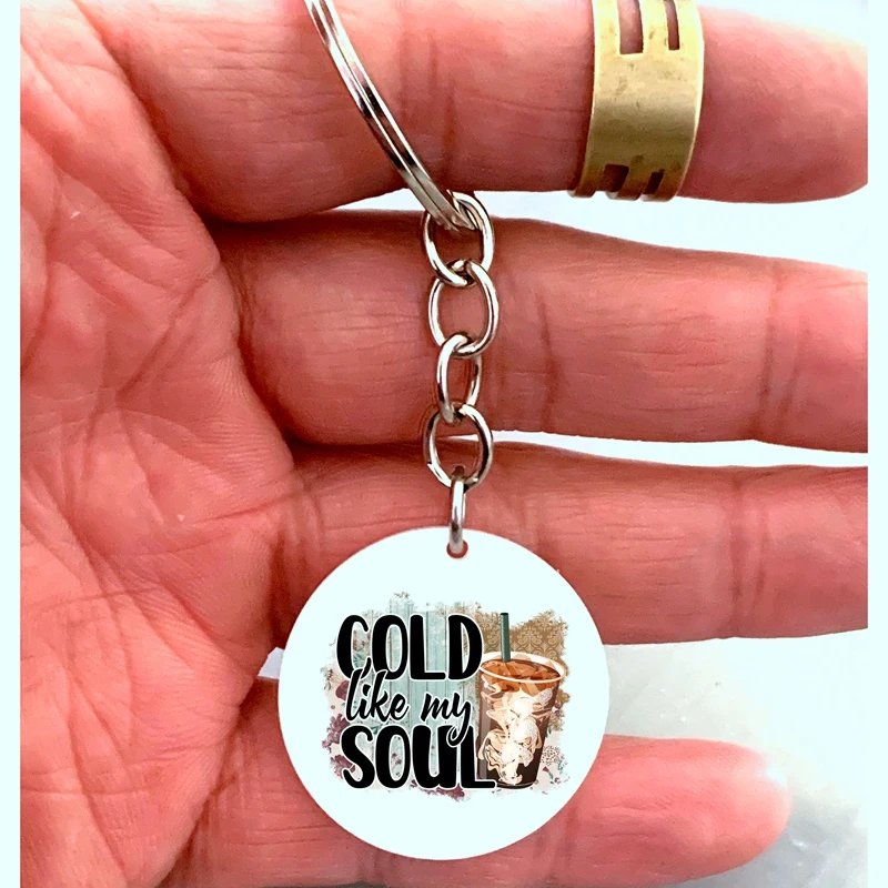 2023 Cold Like My Soul Portachiavi Con Catena In Acciaio Inossidabile Give-Me-Coffee-Portachiavi Happiness Is A Cup Of Coffee Portachiavi