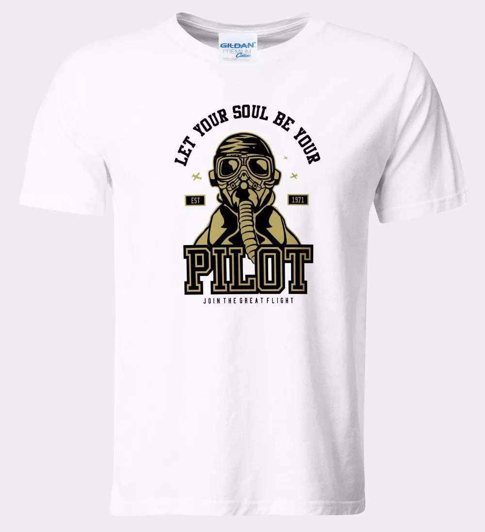 2019 Nuovo Arrivo T-Shirt Casual O-Collo Maschile Top E Tees Cool Urban Herren Pilot Soul Gold Bedruckt Magliette Da Uomo Di Alta Qualità